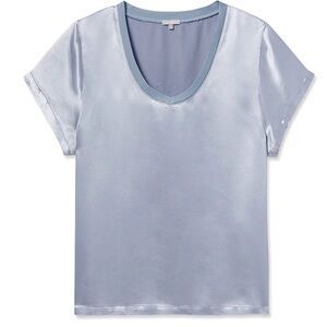 PJ Harlow Gianna Satin V-Neck Tee High Quality Loungewear or Anytime Wear Medium